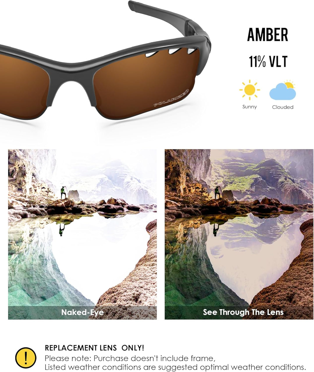 BlazerBuck Anti-salz Polarisierte Ersatzgläser für Oakley Flak Jacket XLJ Entlüftet Bernstein Polari