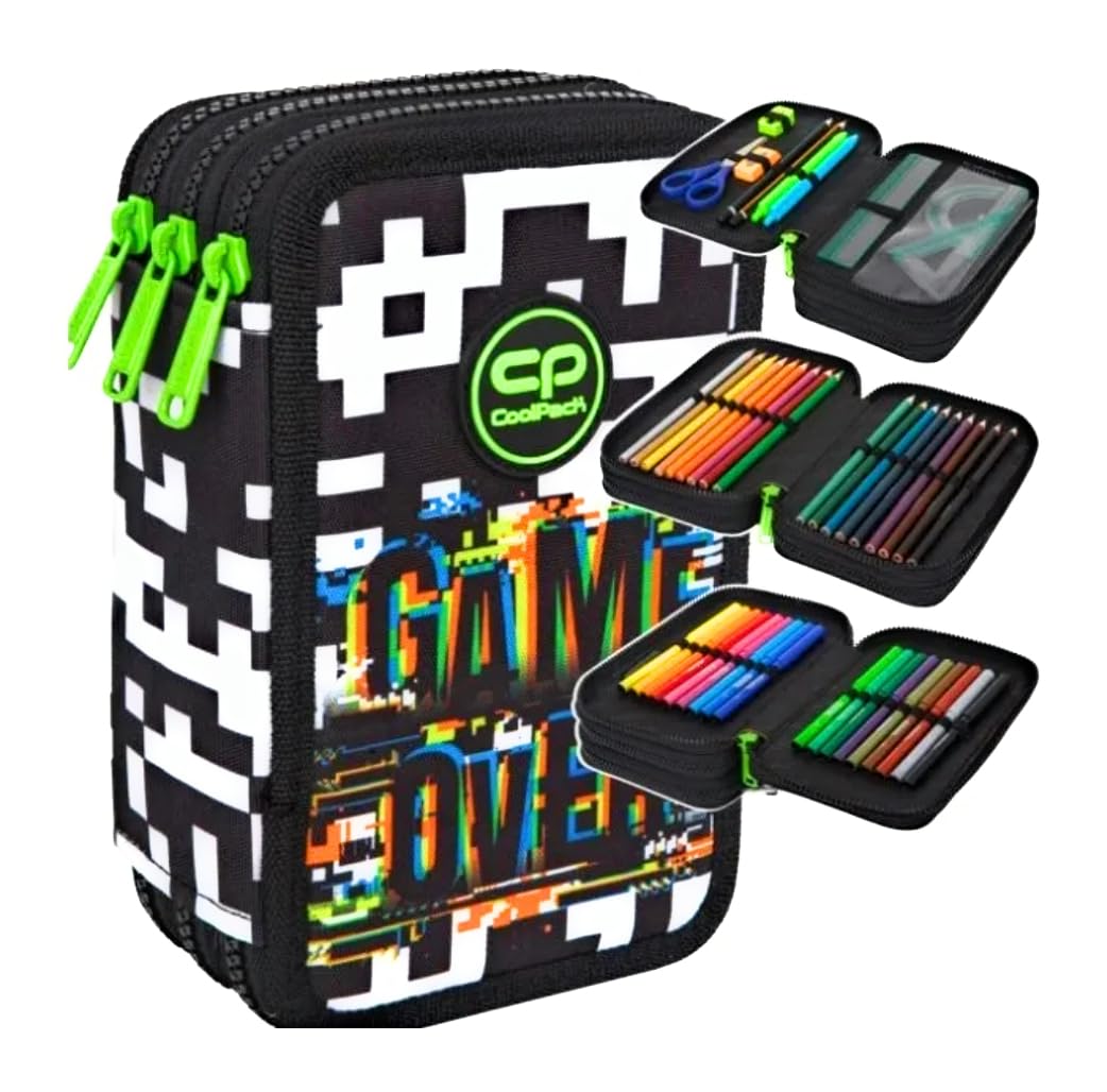 Game Over Play CoolPack 3-Fach Federmappe Federtasche XXL 44 TLG. Mäppchen NEU