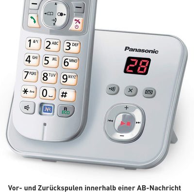 Panasonic KX-TG6822GS DECT Schnurlostelefon mit Anrufbeantworter (strahlungsarm, Eco-Modus, GAP Tele