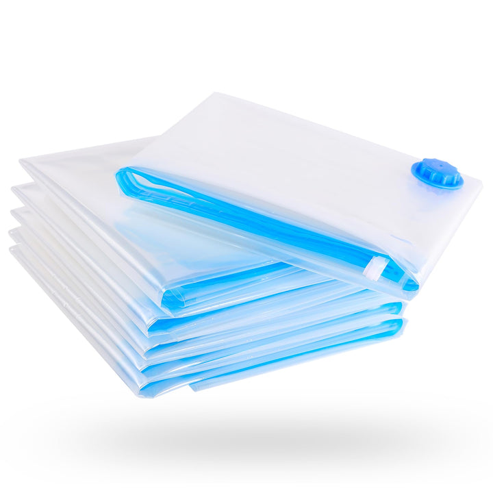 figg 6er Set Vakuumbeutel für Kleidung mit luftdichtem Ventil und Etiketten zum Beschriften (Grösse