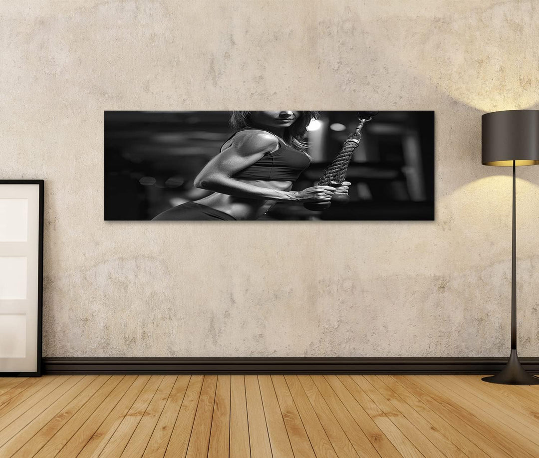 islandburner Bild auf Leinwand Fitness Frau Fitnessstudio Bilder Wandbilder Poster Leinwand 120x40cm