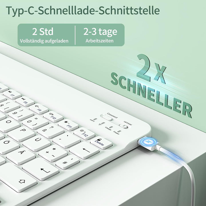 Hülle mit Tastatur für iPad 9. / 8. / 7. Generation 10,2 Zoll 2021/2020/2019, Bluetooth Magnetisch Q