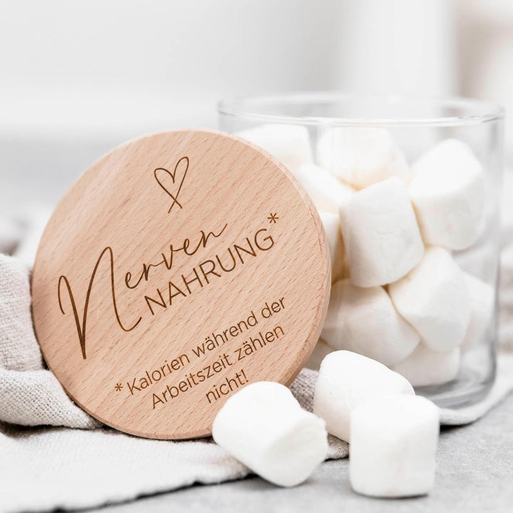 Geschenke für Kollegen – Nervennahrung Glas mit Gravur, witzige Geschenkidee oder Wichtelgeschenk zu
