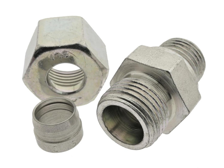 Gerade Schneidringverschraubung 10 L-R 1/2", Edelstahl Klemmringverschraubung leichte Baureihe