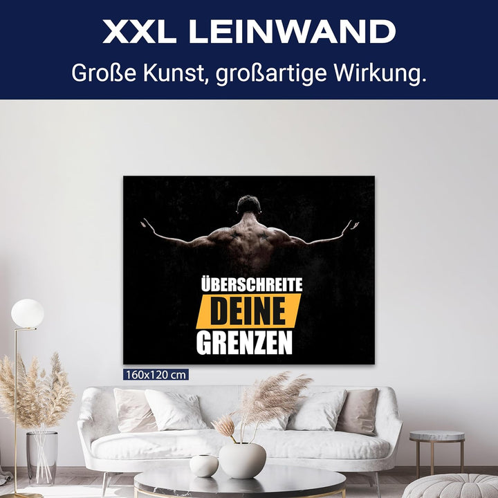 wandmotiv24 Leinwand-Bilder Motivation, Grösse 100x75cm, Querformat, Überschreite Deine Grenzen, Spo
