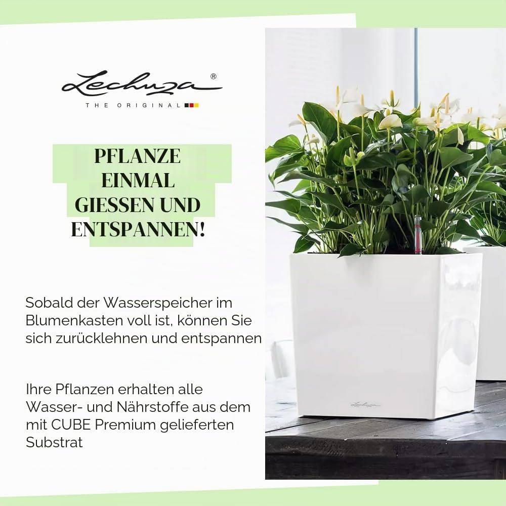 LECHUZA CUBE Premium 30 anthrazit metallic 16463 29.5x29.5x30 cm Anthrazit Metallic, 29.5x29.5x30 cm