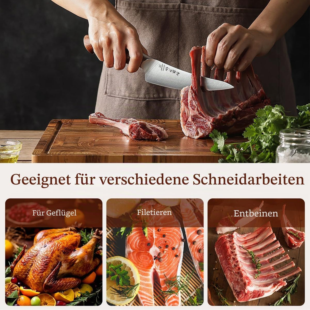 HEZHEN Ausbeinmesser German 1.4116 Stahl, Profi Filiermesser Fisch und Fleisch Küchenmesser，Ultrasch