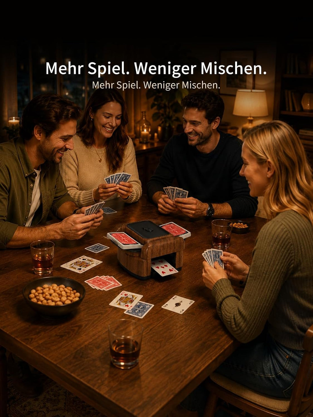Automatischer Kartenmischer, 2 Laufmodi, Aufladbar mit Langzeit-Batterie, Geräuschlos, für UNO, Poke