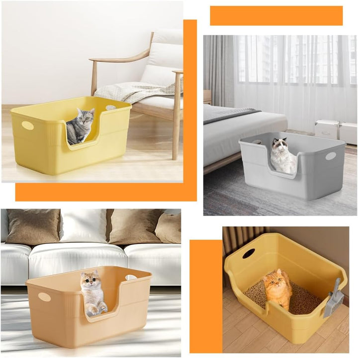 Katzenklo Hoher Rand 50 x 35 x 22cm,Katzentoilette Gross, Katzenklo XXL Ohne Deckel Katzenklo Gross