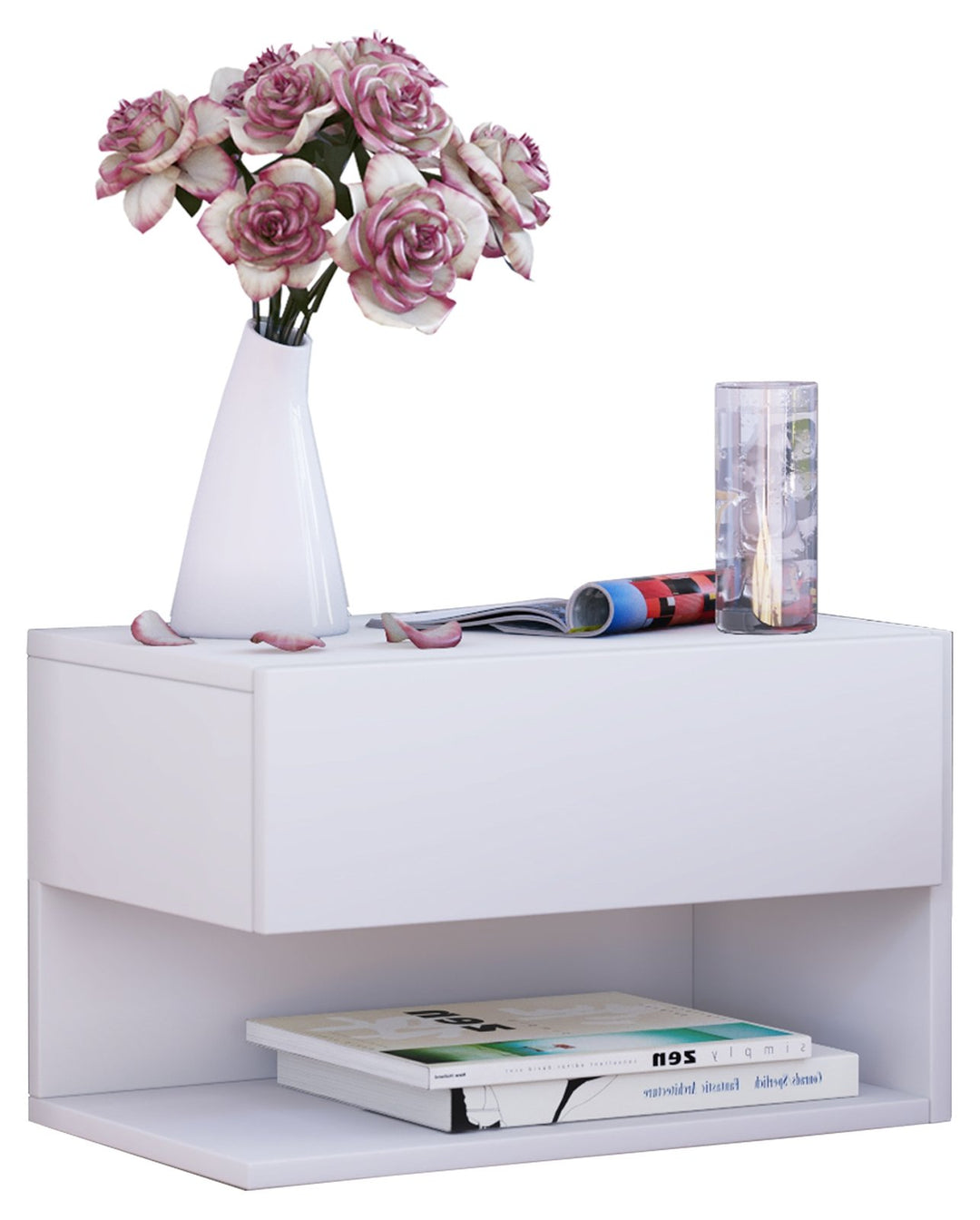 VCM Wandschublade Hängeschrank Wandregal mit Schublade Wandablage Dielenschrank Weiss 30x46x30 cm Kl