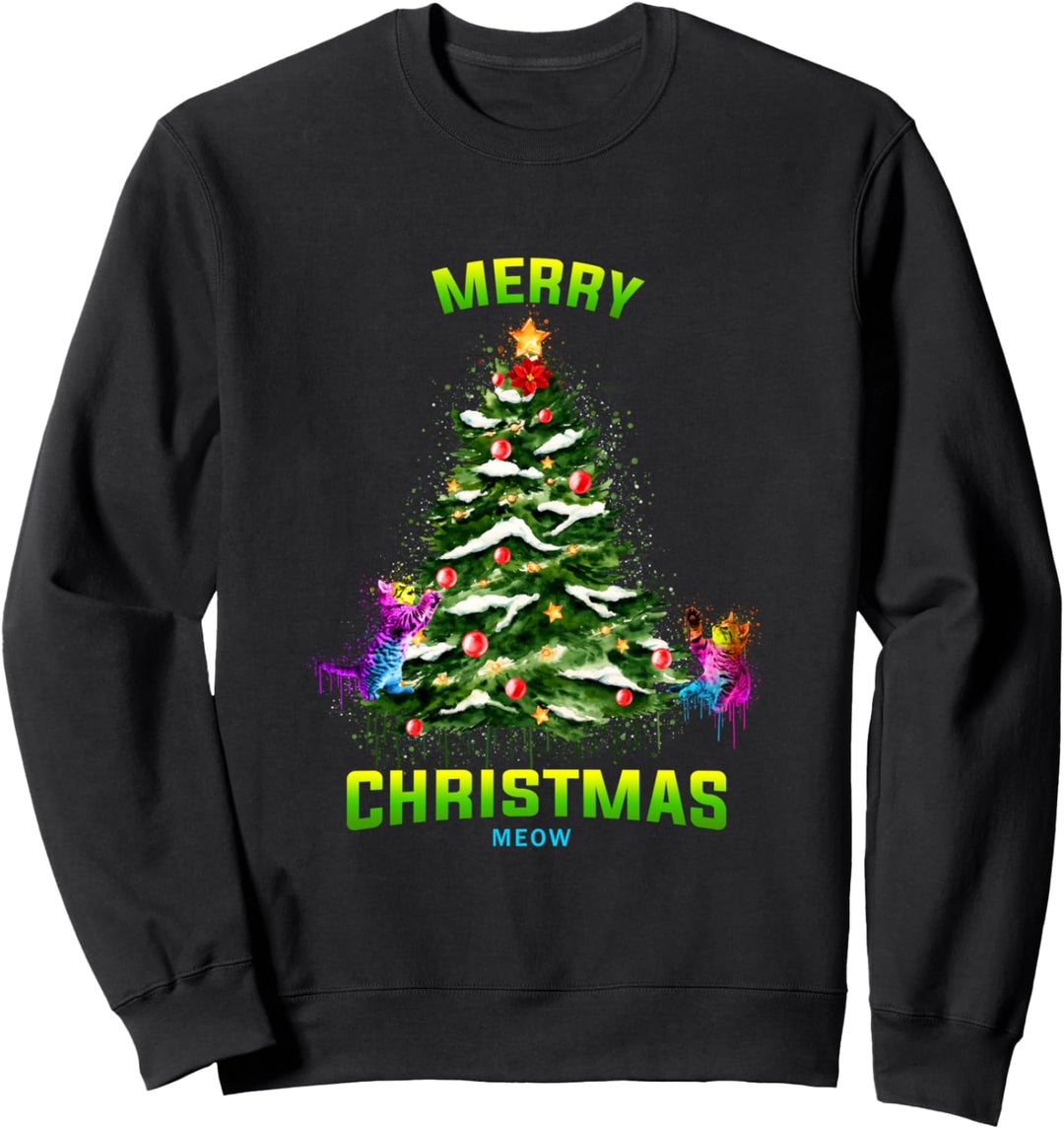 Frohe Weihnachten mit Katzen Sweatshirt