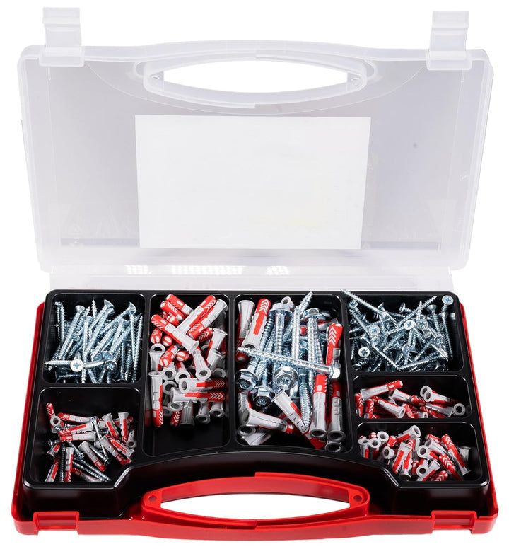fischer RED-BOX DUOPOWER + Schrauben, Sortimentbox, 280-teilig mit Schrauben & DUOPOWER Dübeln in ve