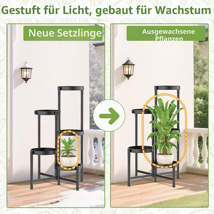 iDavosic.ly 5 Etagen Metall Pflanzenständer Blumentopfständer, Mehrstöckig Pflanzenregal Blumenregal