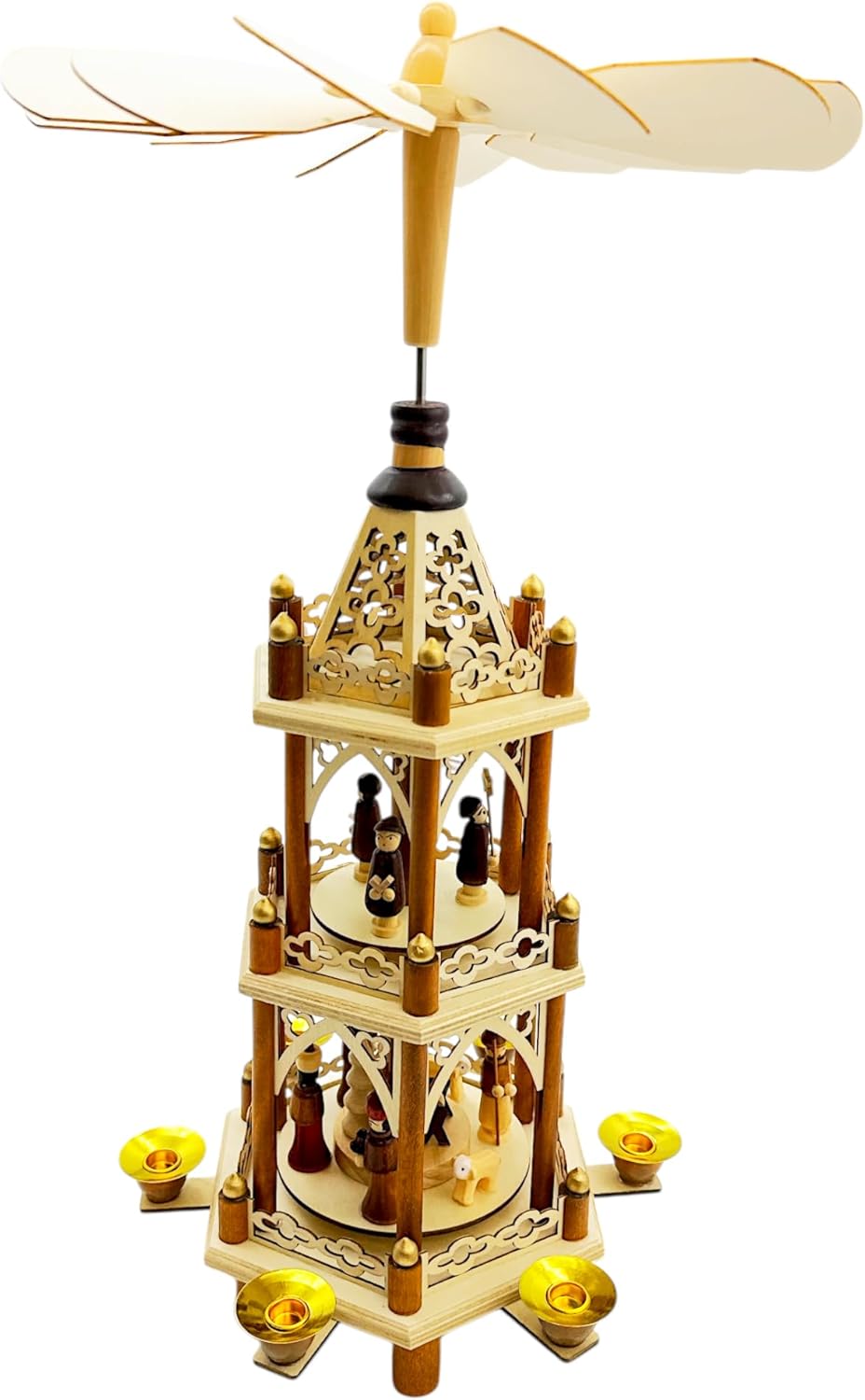 Wichtelstube-Kollektion Weihnachtspyramide Christi Geburt 3 Etagen Original 6 Pyramidenkerzen hochwe