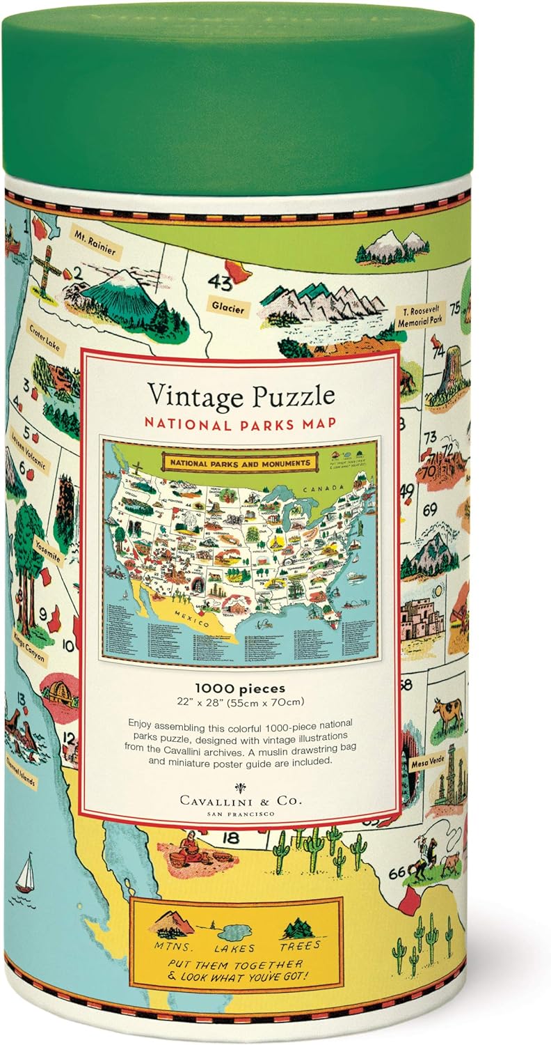 Cavallini Papers & Co. National Parks Map Puzzle, 1.000 Teile, Mehrfarbig