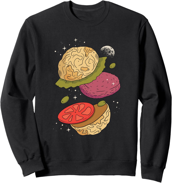 Weltraum-Mond-Burger Sweatshirt