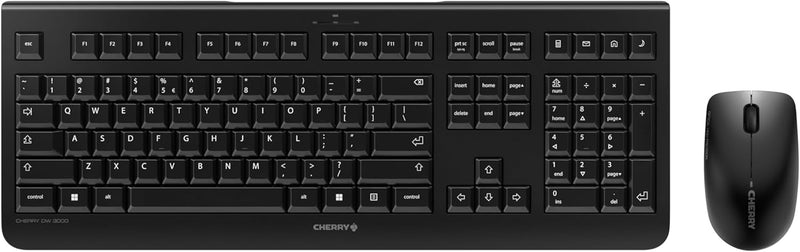 CHERRY DW 3000, kabelloses Tastatur- und Maus-Set, Italienisches Layout, QWERTY Tastatur, batteriebe