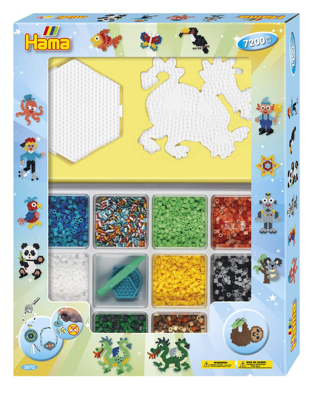 Hama Perlen 3072 Geschenk-Set mit Box mit ca. 7.200 bunten Midi Bügelperlen mit Durchmesser 5 mm, Mo