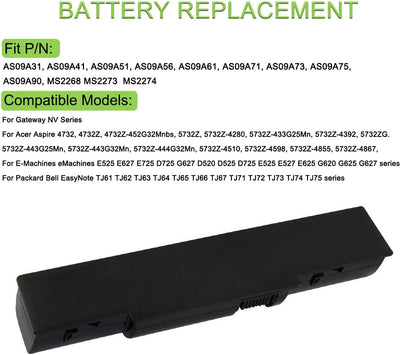 XITAIAN 10.8V 5200mAh AS09A31 AS09A41 AS09A51 Ersatz Laptop Akku für Packard Bell EasyNote TR81 TR82