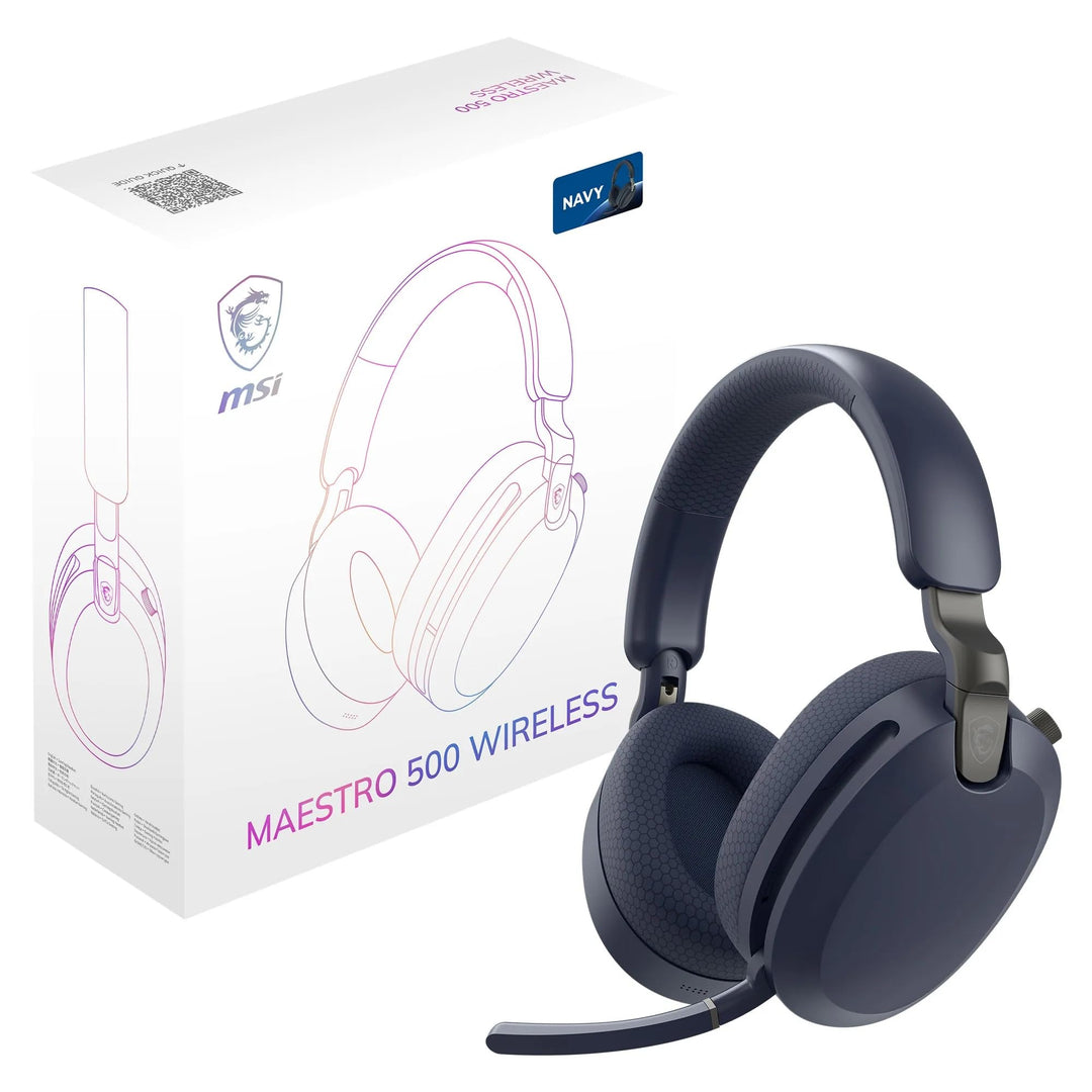 MSI Maestro 500 Wireless Navy Headset, aktive Geräuschunterdrückung, Transparenzmodus, 2,4 GHz, Blue