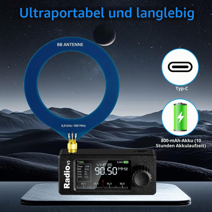 AURSINC Si4732 Mini Radio V3 Pocket Shortwave Radio Receiver, HF SW MW VHF All Band, AM/FM/LSB/USB M