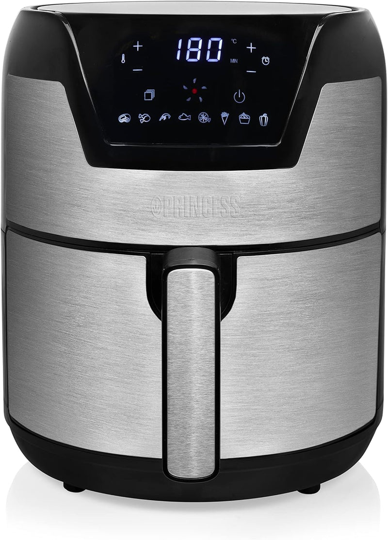 Princess Digitaler Airfryer XXL rund – 4,5 L Volumen – 66,7% weniger Energieverbrauch – Edelstahl –