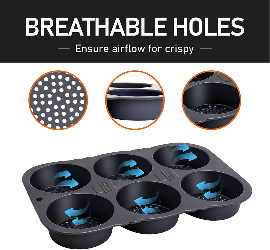 Hztyyier Hochwertige Hamburger-Brötchenform für Knuspriges Brot mit 6 Mulden, für Französische Burge