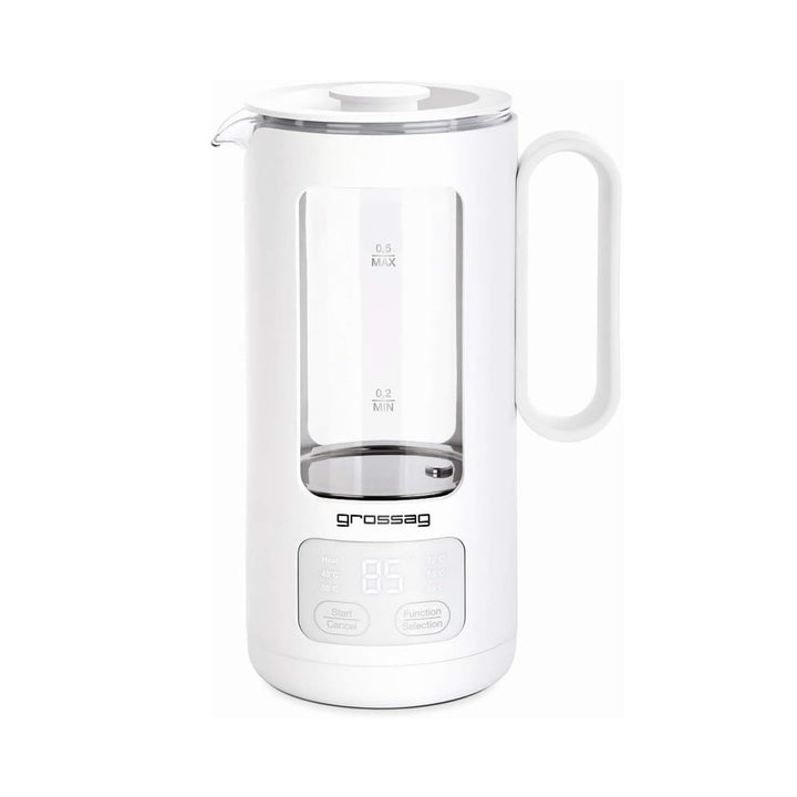 grossag Glas-Wasserkocher WK 8.00 mit Glas-Topf 0,5 Liter, BPA frei für Tee und Babynahrung White, W