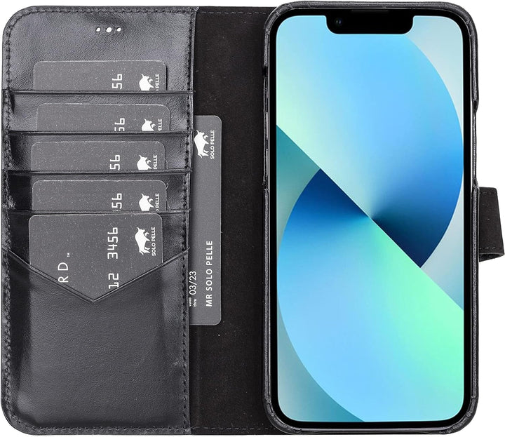 Solo Pelle Lederhülle kompatibel für iPhone 13 Pro Max in 6.7 Zoll abnehmbare Hülle (2in1) inkl. Kar