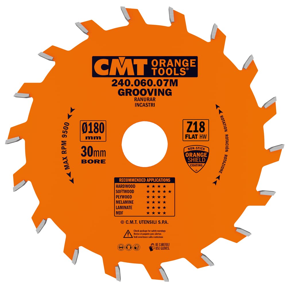 CMT Orange Tools 240.060.07 M – Kreissägeblatt für gerade Nutfräser 180 x 6 x 30 Z 18