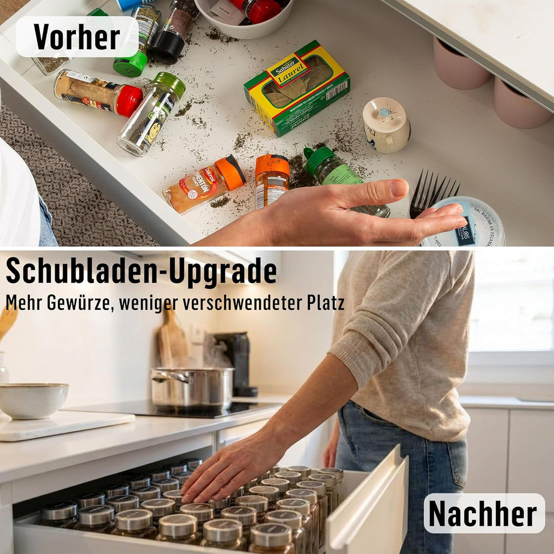 Deco haus Gewürzgläser Eckig mit Gewürzetiketten Gewürzgläser mit Streueinsatz 12er Set - Gewürzdose