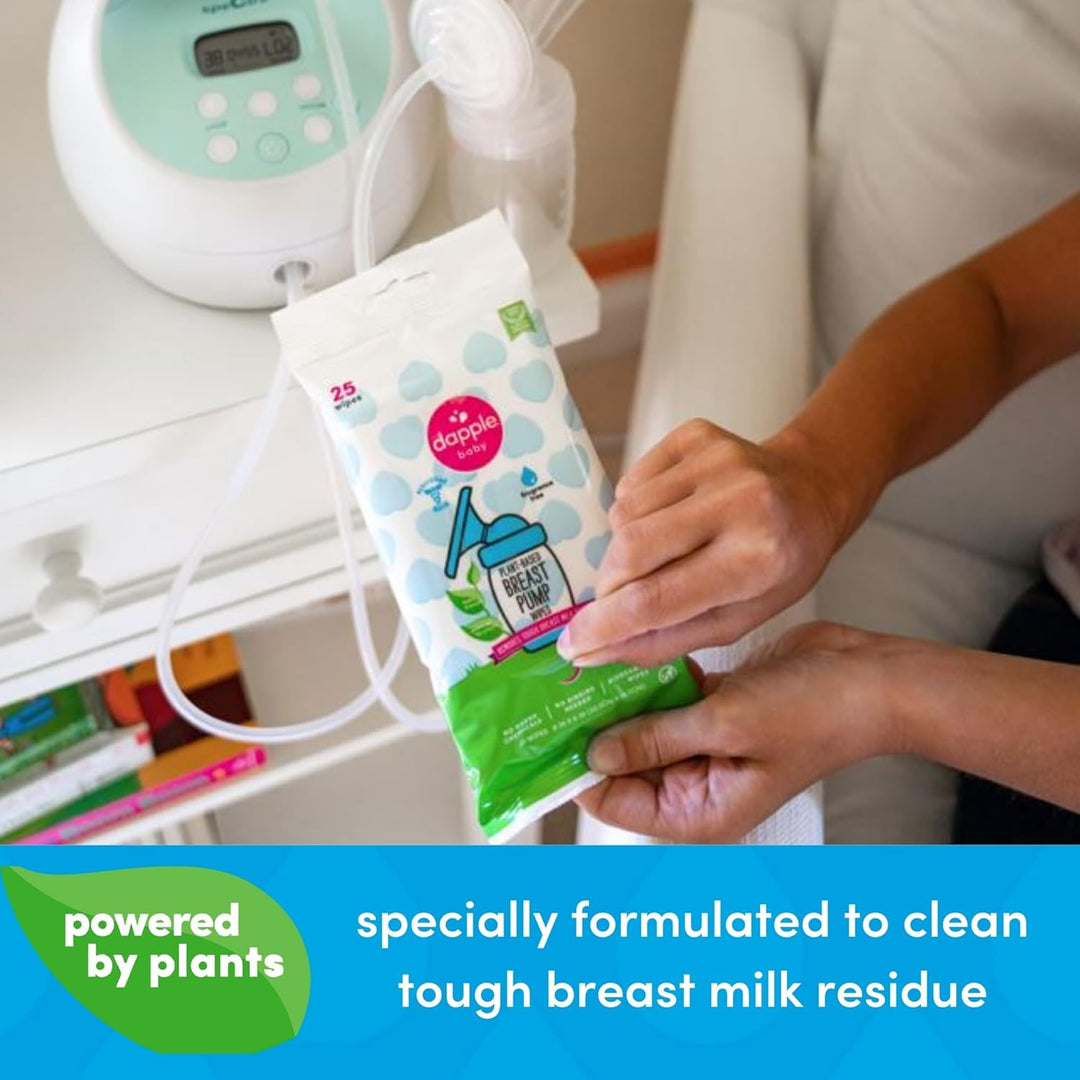 Dapple Baby Milchpumpentücher 25 Stück, parfümfrei, pflanzlich und hypoallergen, entfernt Milchrücks
