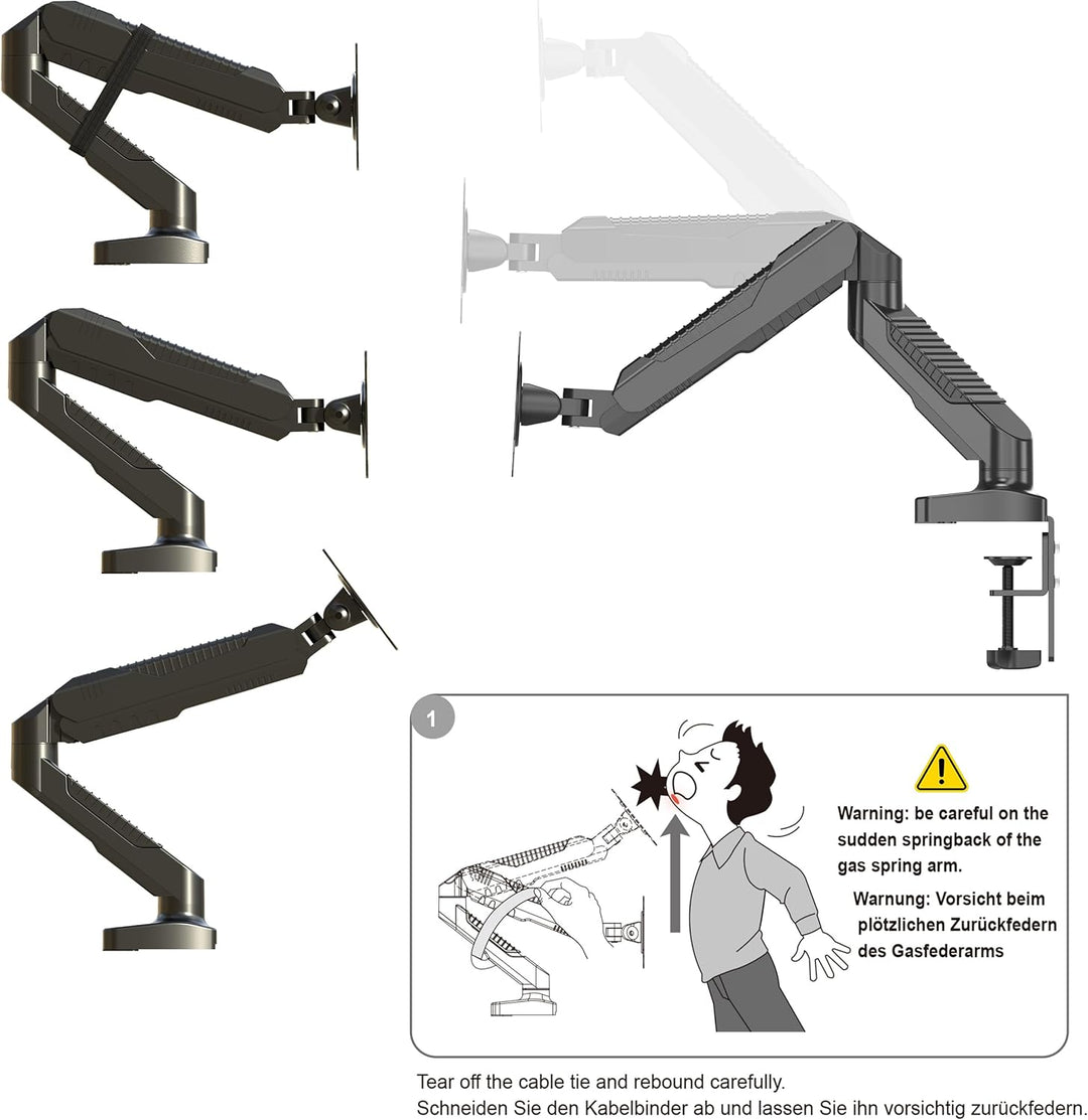 HFTEK Monitor Halter Tischhalterung für Bildschirme 15 bis 34 Zoll (6,5 kg) mit VESA 75/100 (HF12GMC