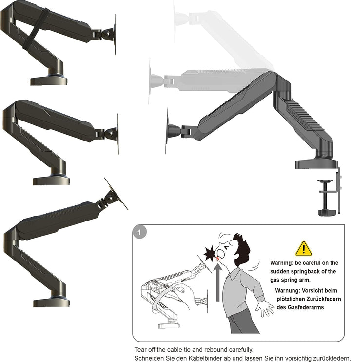HFTEK Monitor Halter Tischhalterung für Bildschirme 15 bis 34 Zoll (6,5 kg) mit VESA 75/100 (HF12GMC