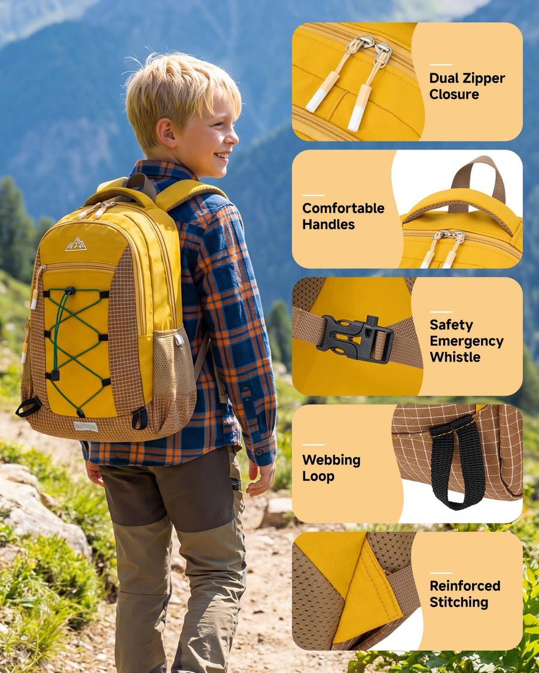 Amythe Outdoor Schulrucksack für Jungen Mädchen ab 6 Jahren, Wanderrucksack Kinder 1. - 5. Klasse, W