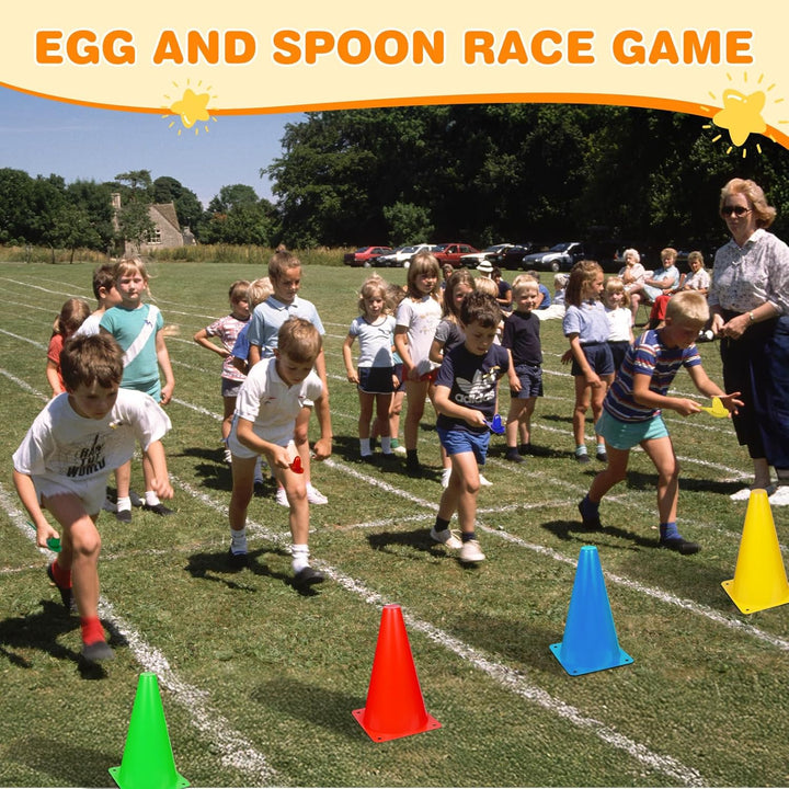 CWLAKON Outdoor-Karnevalsspiele, 53 Stück, Hopper-Bälle für Kinder, weiche Kunststoff-Kegel, Sitzsäc