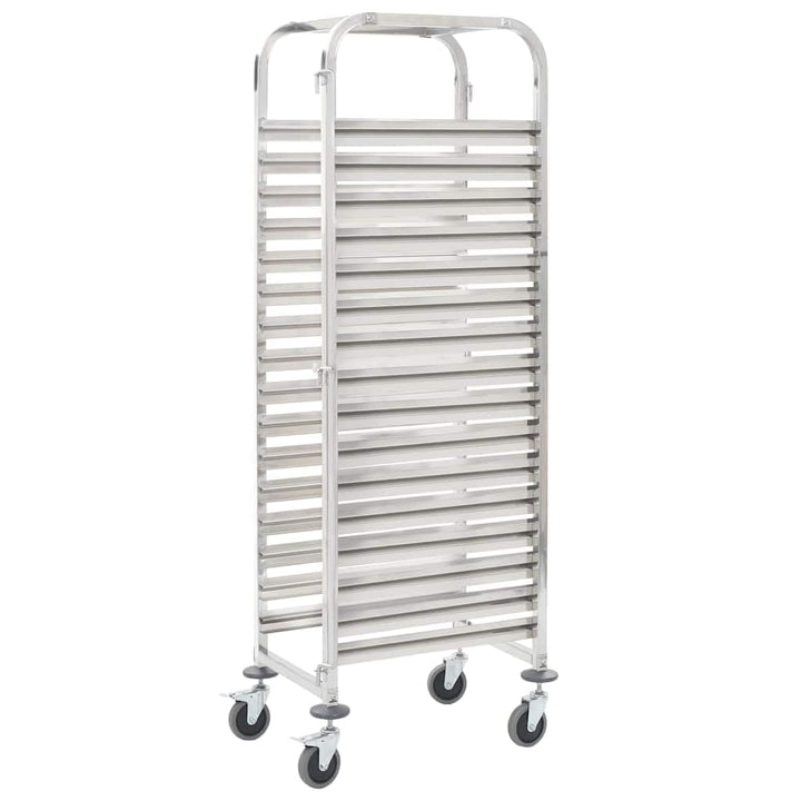 vidaXL Tablettwagen für 16 Tabletts Transportwagen Gastro Abräumwagen Regalwagen Stikkenwagen Blechw