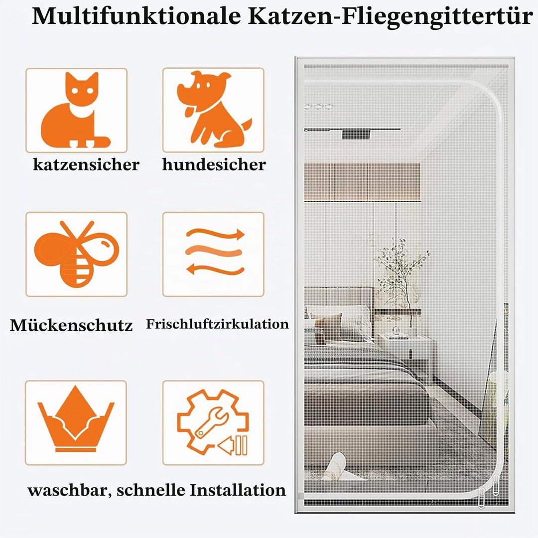 Katzengittertür, iFCOW Kratzfeste Gittertür für Katzen mit Reissverschluss Verhindert, DASS Welpen K