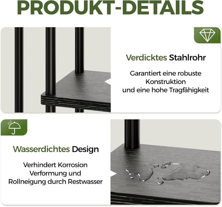 Bamworld Blumenständer aus Metall und Holz – Pflanzenständer mit 5 Ebenen, Pflanzenregal für Innenbe