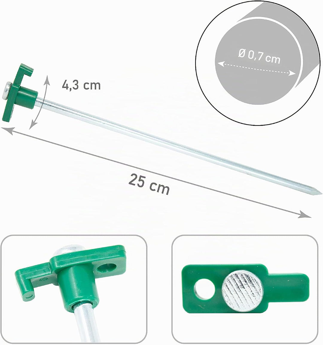 ToCi 48x Zelt-Heringe aus Stahl - Robuste Erdnägel mit Halterung aus Kunststoff - Felsbodenheringe f