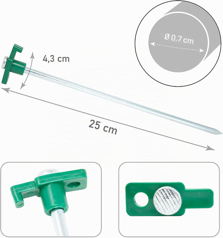 ToCi 48x Zelt-Heringe aus Stahl - Robuste Erdnägel mit Halterung aus Kunststoff - Felsbodenheringe f