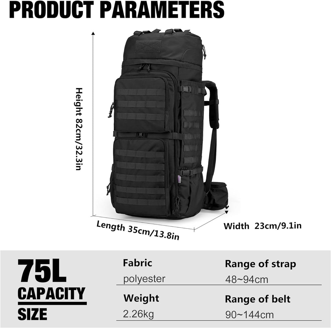 Mardingtop 75L Rucksack Taktischer Rucksack Wanderrucksack Trekkingrucksack YKK Zipper mit der gross