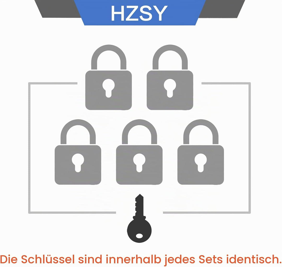 Vorhängeschlösser gleichschliessend, 12 Stück, laminierter Stahl, 40 mm, Vorhängeschlösser mit gleic