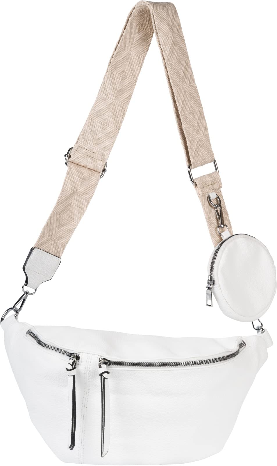 styleBREAKER Damen Halbmond Crossbody Schultertaschen Set 3-Teilig, Schultergurt mit Muster, Schlüss