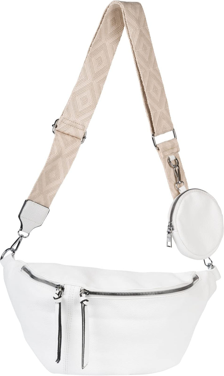 styleBREAKER Damen Halbmond Crossbody Schultertaschen Set 3-Teilig, Schultergurt mit Muster, Schlüss