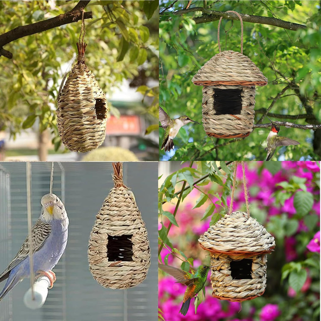 2 Stück Grass Bird Nest, Handgewebte Vogelhäuser, Wear-Resistant Hanging Bird Nest, Geeignet für Kol