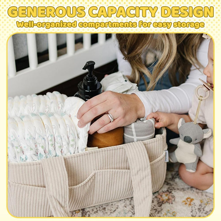 Wickeltasche Organizer, Tragbarer Wickelkorb mit Fächern & Griffen, Large Wickel Organizer, Diaper C