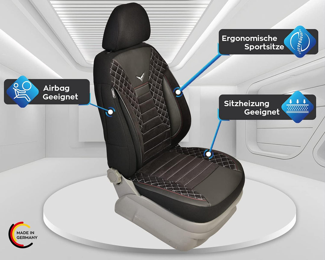 BREMER SITZBEZÜGE Mass Auto Schonbezüge kompatibel mit Mercedes C-Klasse W204 S204 Fahrer & Beifahre