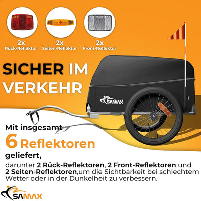 SAMAX Transportanhänger Fahrradanhänger Lastenanhänger Fahrrad Anhänger - mit Kupplung - 40 Kg / 120