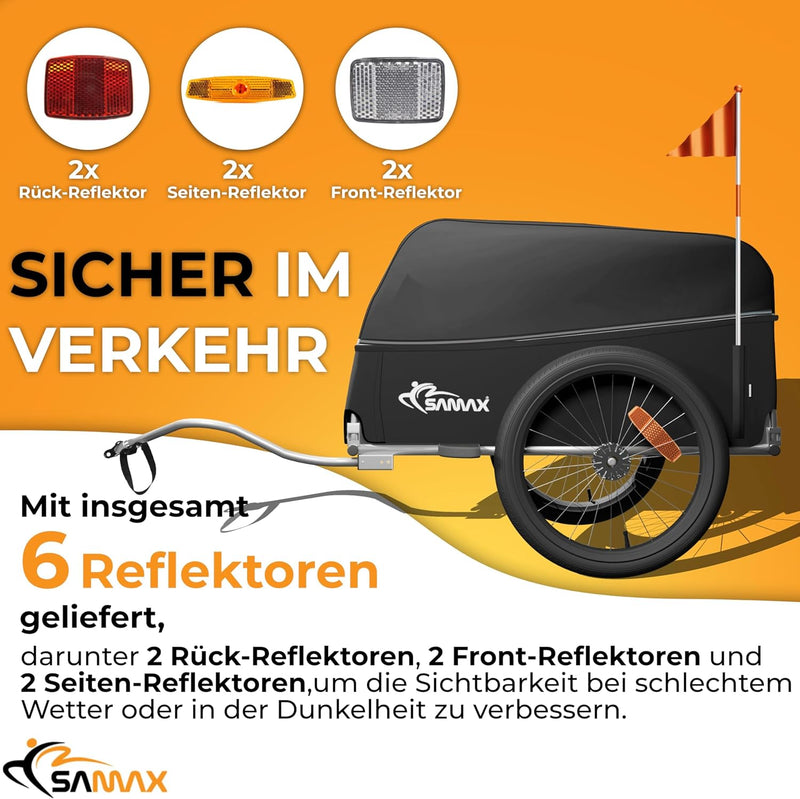 SAMAX Transportanhänger Fahrradanhänger Lastenanhänger Fahrrad Anhänger - mit Kupplung - 40 Kg / 120